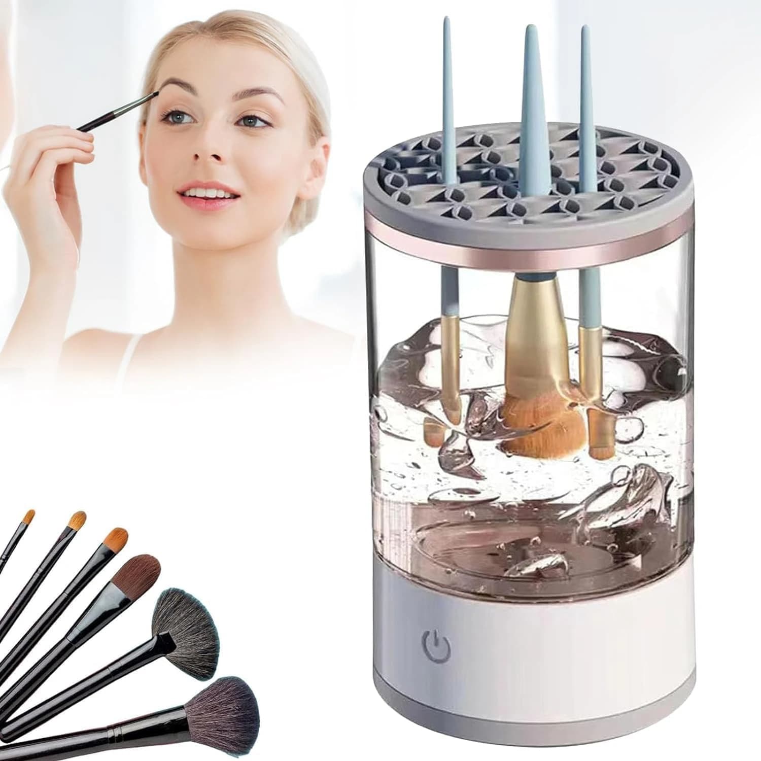 Electric Makeup Brush Cleaner – USB Powered, Silicone, Wash & Dry Tool